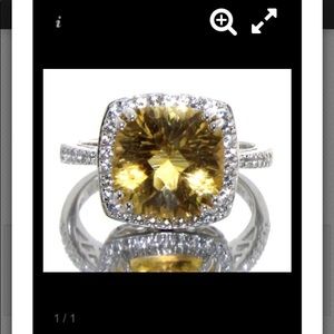 Cushion cut 4.10ct Natural Citrine Ring Sterling Silver